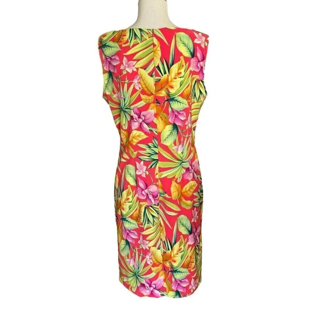 Vintage Ronnie Nicole by Ouida Floral Round Neck Sleeveless Sheath Dress Sz 8 - Picture 4 of 10
